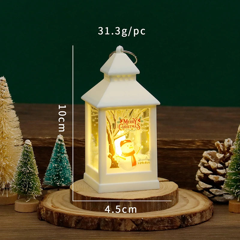 10cm Mini Led Christmas Candle Lights Retro Glowing Small Square Lamp Night Light Dollhouse Miniature Home Decor Toy