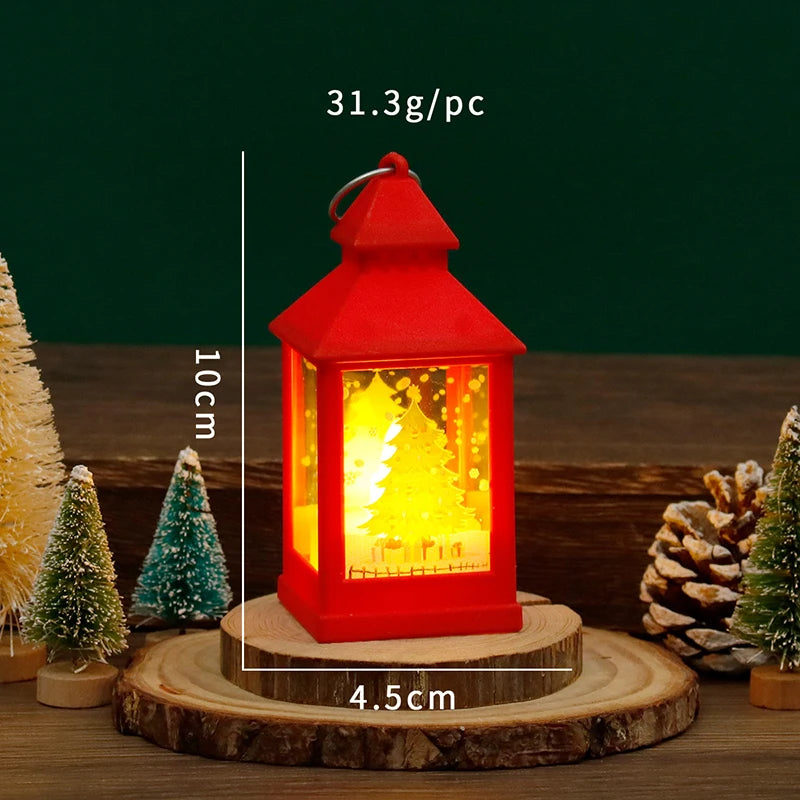 10cm Mini Led Christmas Candle Lights Retro Glowing Small Square Lamp Night Light Dollhouse Miniature Home Decor Toy
