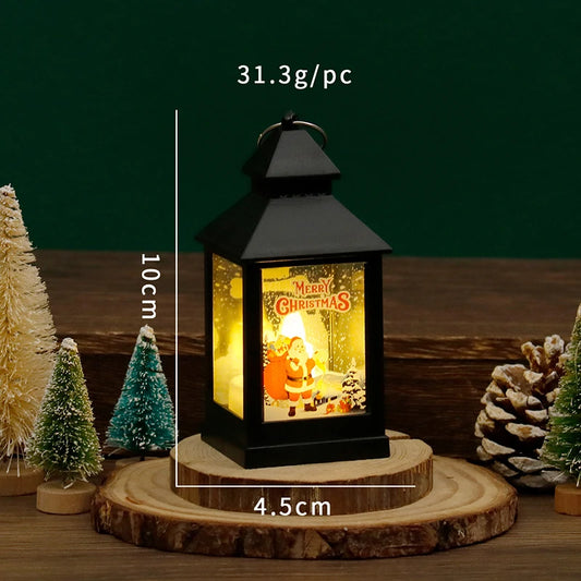 10cm Mini Led Christmas Candle Lights Retro Glowing Small Square Lamp Night Light Dollhouse Miniature Home Decor Toy