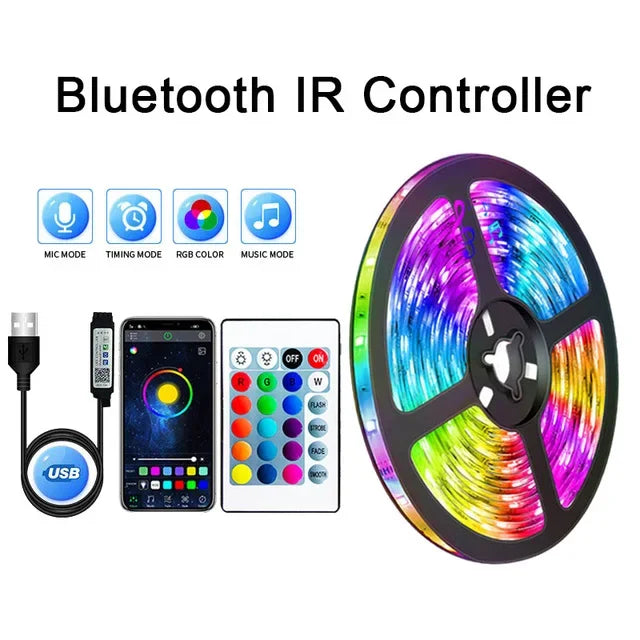 LED Strip Light WIFI Bluetooth Control 5050 RGB Led Lights Flexible Ribbon Luces Led 1M-30M 5V USB TV BackLight Room Decoration