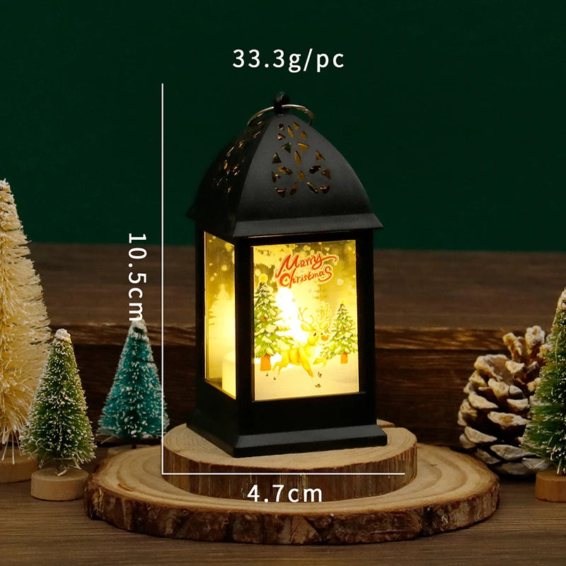 10cm Mini Led Christmas Candle Lights Retro Glowing Small Square Lamp Night Light Dollhouse Miniature Home Decor Toy