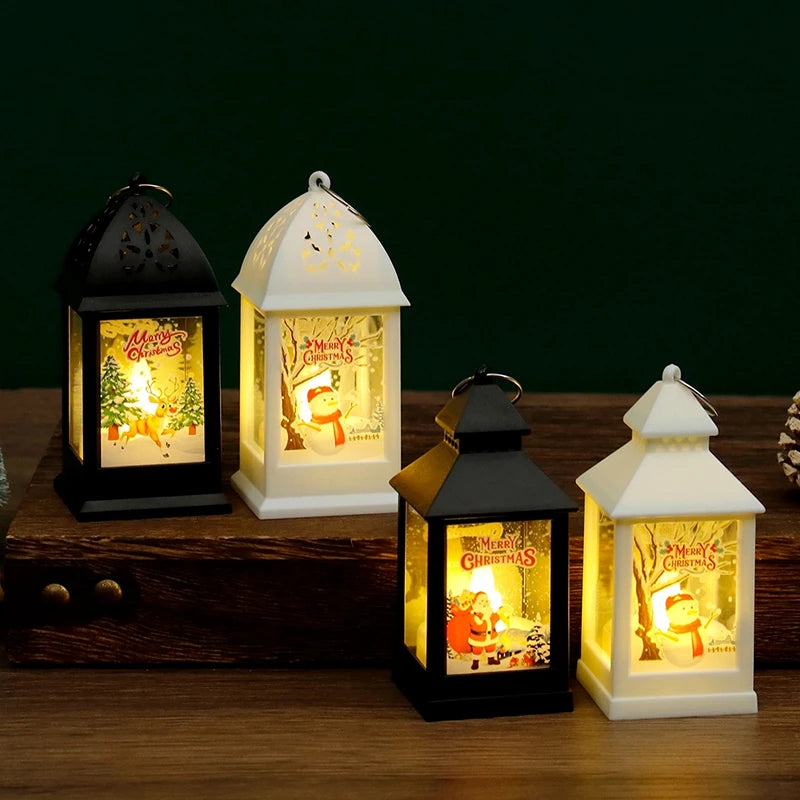 10cm Mini Led Christmas Candle Lights Retro Glowing Small Square Lamp Night Light Dollhouse Miniature Home Decor Toy