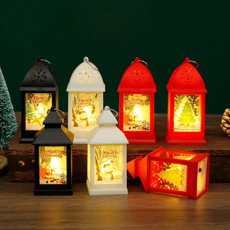 10cm Mini Led Christmas Candle Lights Retro Glowing Small Square Lamp Night Light Dollhouse Miniature Home Decor Toy