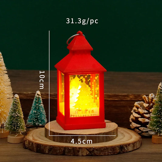 10cm Mini Led Christmas Candle Lights Retro Glowing Small Square Lamp Night Light Dollhouse Miniature Home Decor Toy