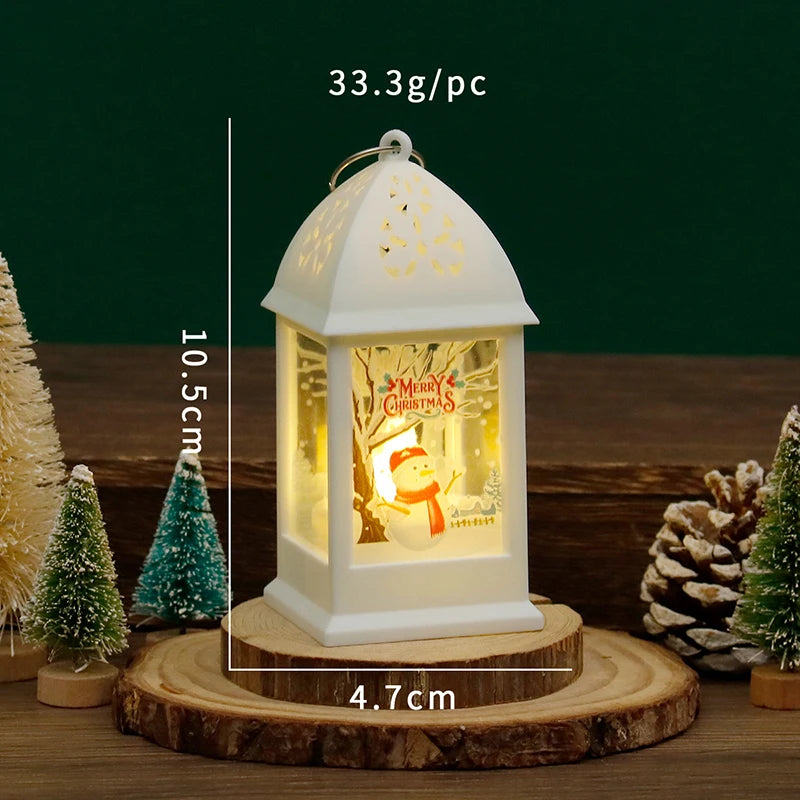 10cm Mini Led Christmas Candle Lights Retro Glowing Small Square Lamp Night Light Dollhouse Miniature Home Decor Toy